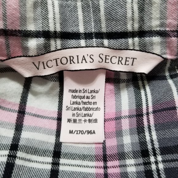 Victoria's Secret pj top Medium plaid button up flannel pajama metallic weave - Picture 12 of 13